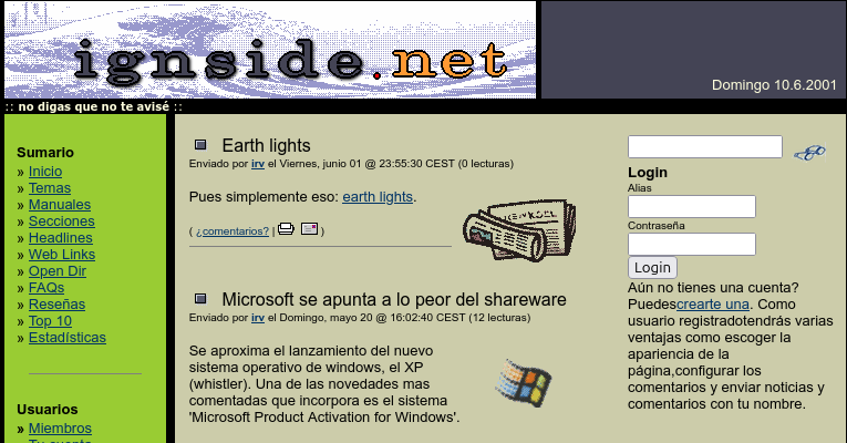 portada de 10 de junio de 2001